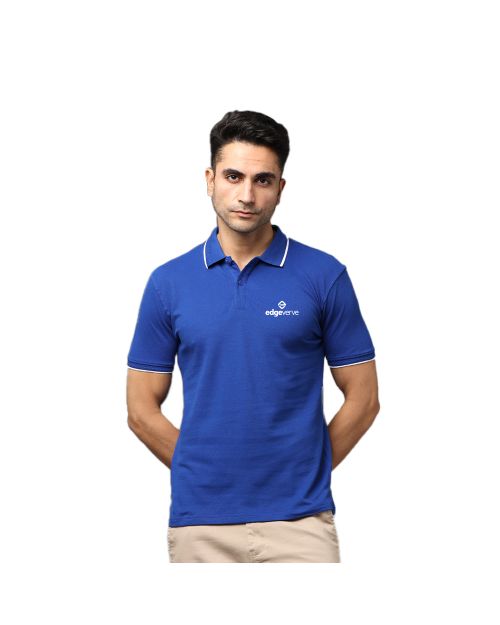 Greys & Blues Pima Polo T-Shirt - Royal Blue With White Tipping